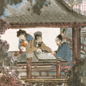 Fu Baoshi: Playing Weiqi at the Water Pavilion